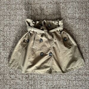 Lush VGUC Khaki Paper Bag Front Tie Mini Skirt size S